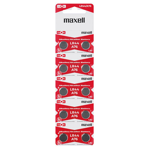 Blister 10 Pilas botón alcalina Maxell LR44.