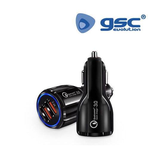 Carregador de isqueiro do carro 2 USB QC3.0 + 2.4A