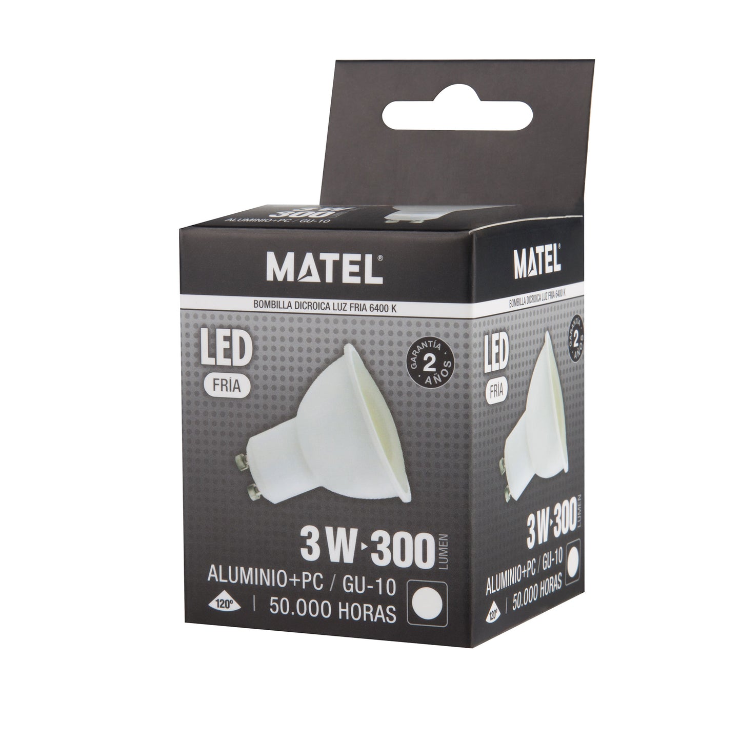 LAMPE LED DICHROÏQUE MATEL GU10 3W FROID