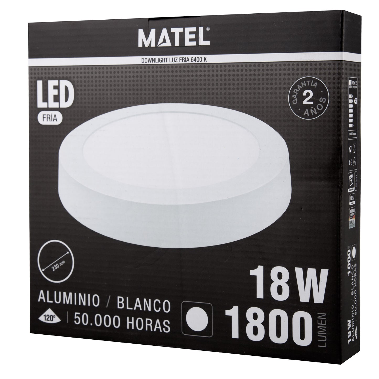 DOWNLIGHT LED MATEL SURFACE ROUND WHITE 18W