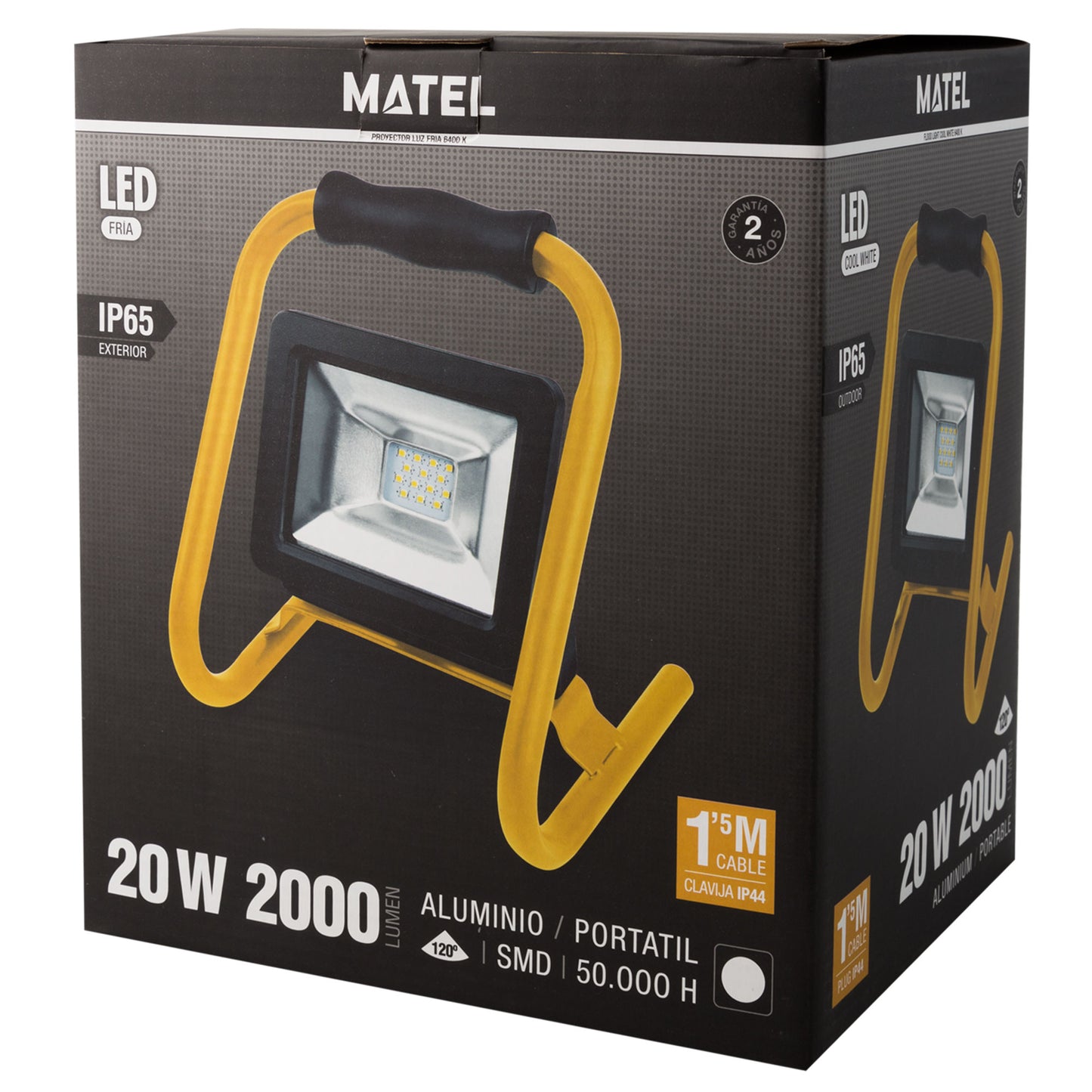 PROJETOR LED FINO COM SUPORTE 10W 20W 30W 50W 70W 6400K IP65 EXTERIOR 230V AC
