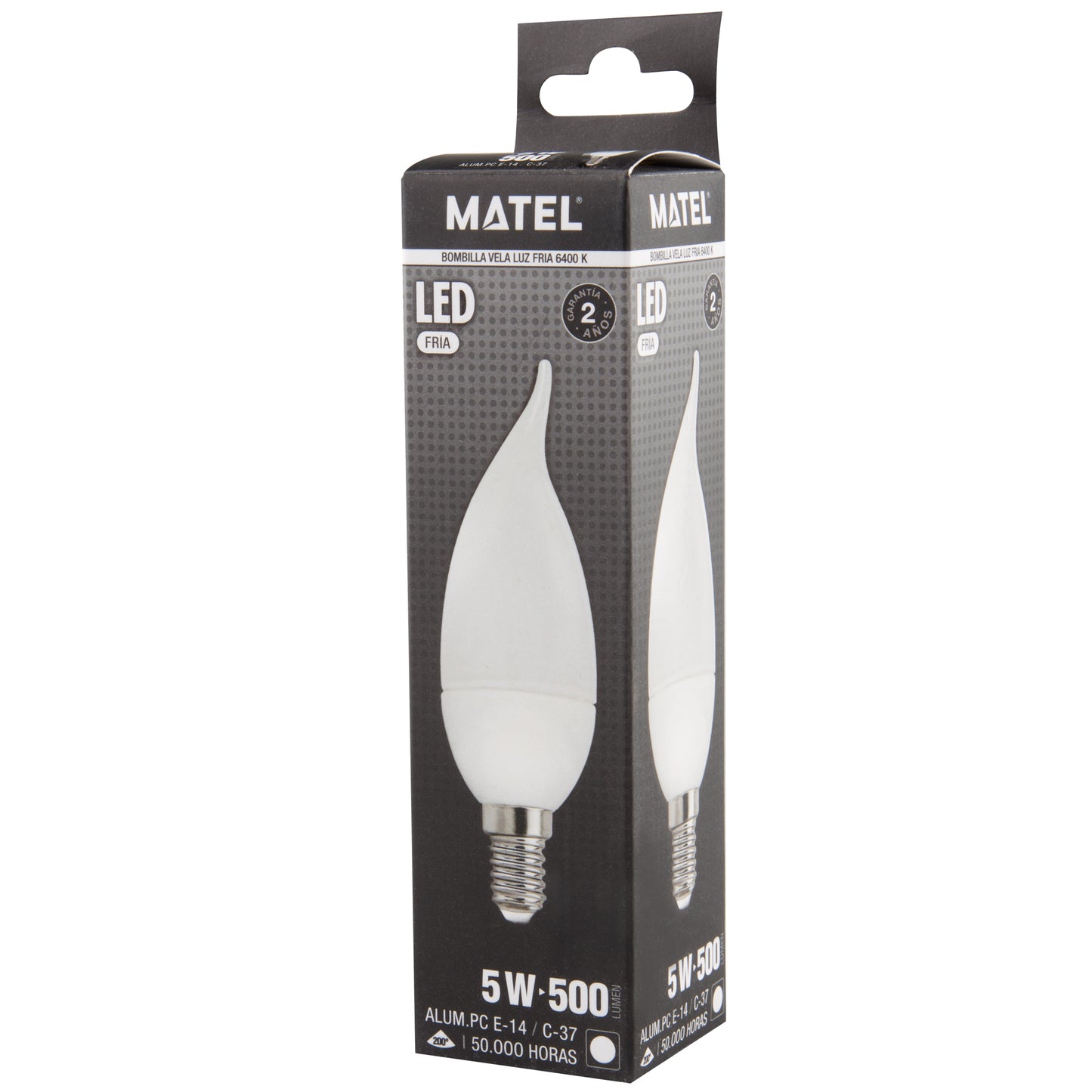 LÂMPADA VELA CHAMA MATEL LÂMPADA E14 5W Branco Frio - 6400 K
