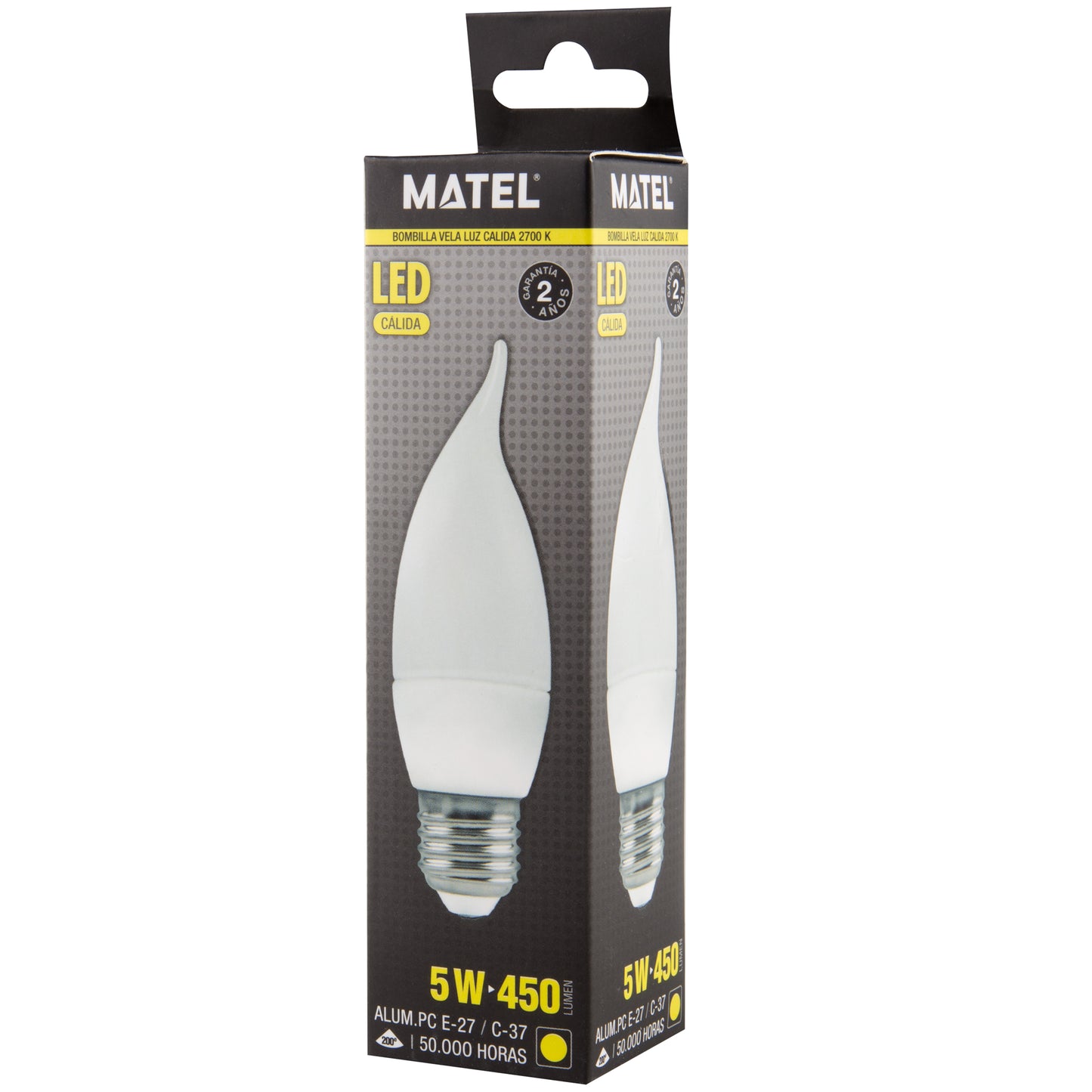 LAMPE BOUGIE FLAMME MATEL E27 C37 5W