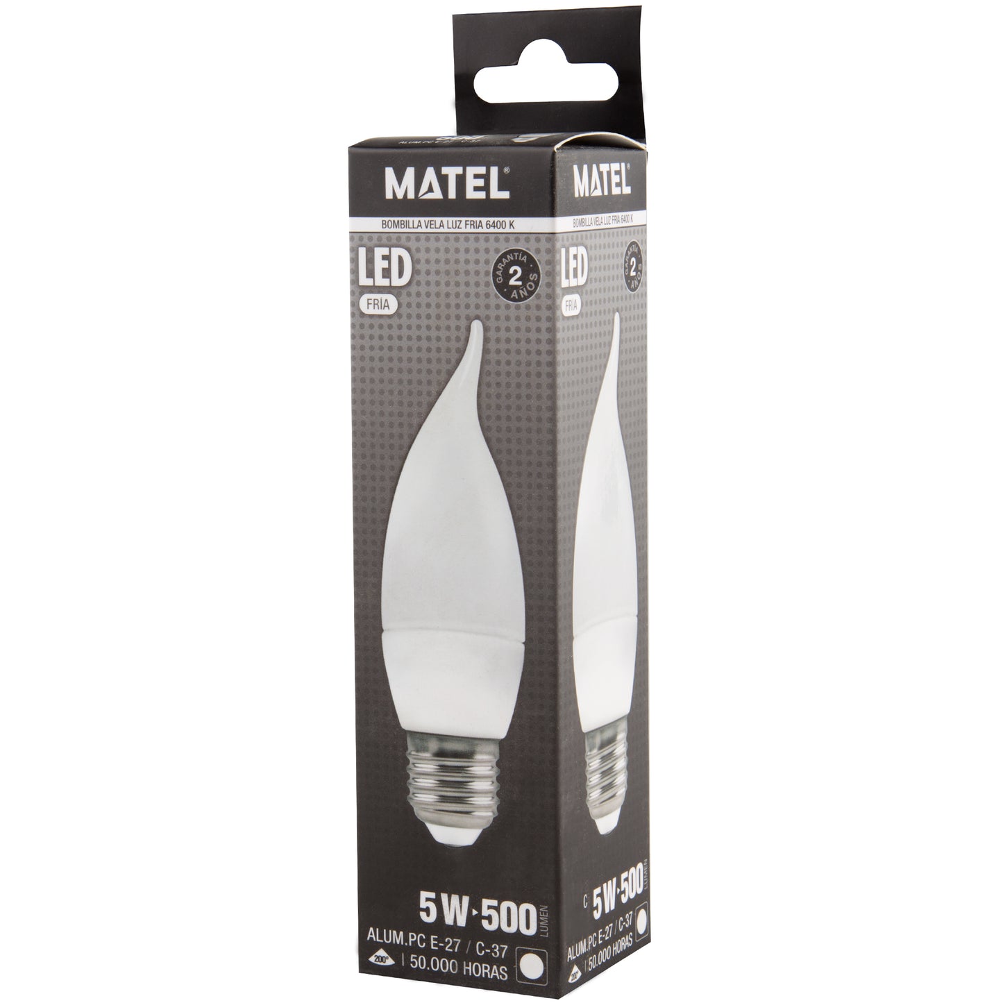 LAMPE BOUGIE FLAMME MATEL E27 C37 5W