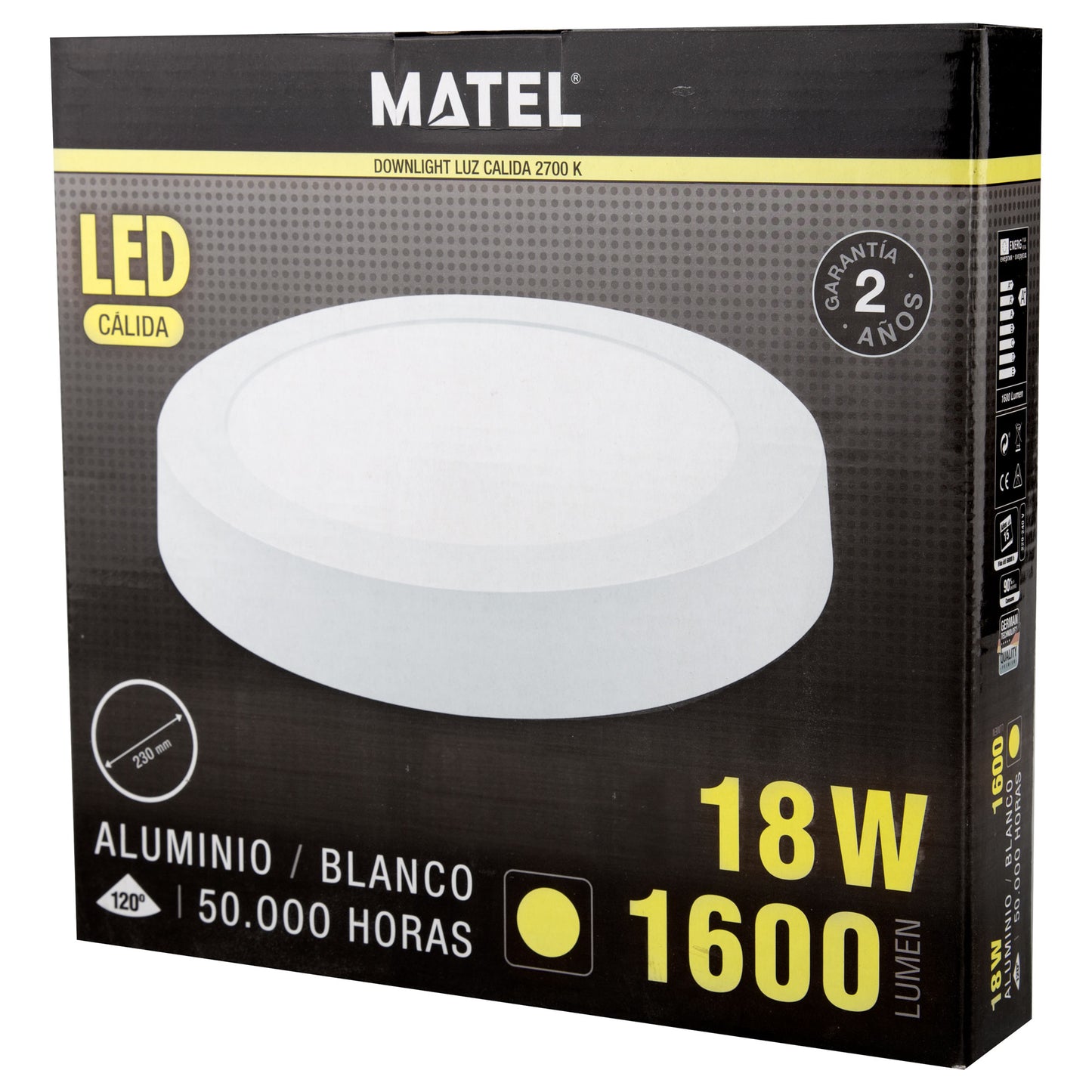 DOWNLIGHT LED MATEL SURFACE ROUND WHITE 18W