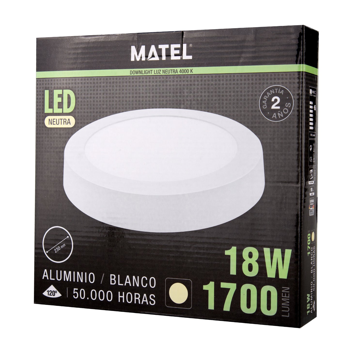 DOWNLIGHT LED MATEL SURFACE ROUND WHITE 18W