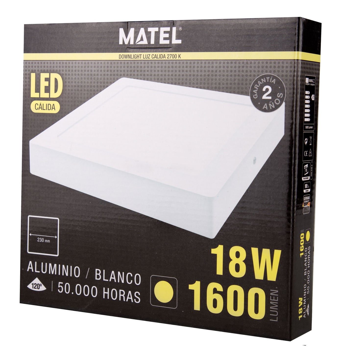 PLACA LED SALIENTE BRANCA QUADRADA - 18W / 24W LUZ - FRIA / NEUTRA / QUENTE