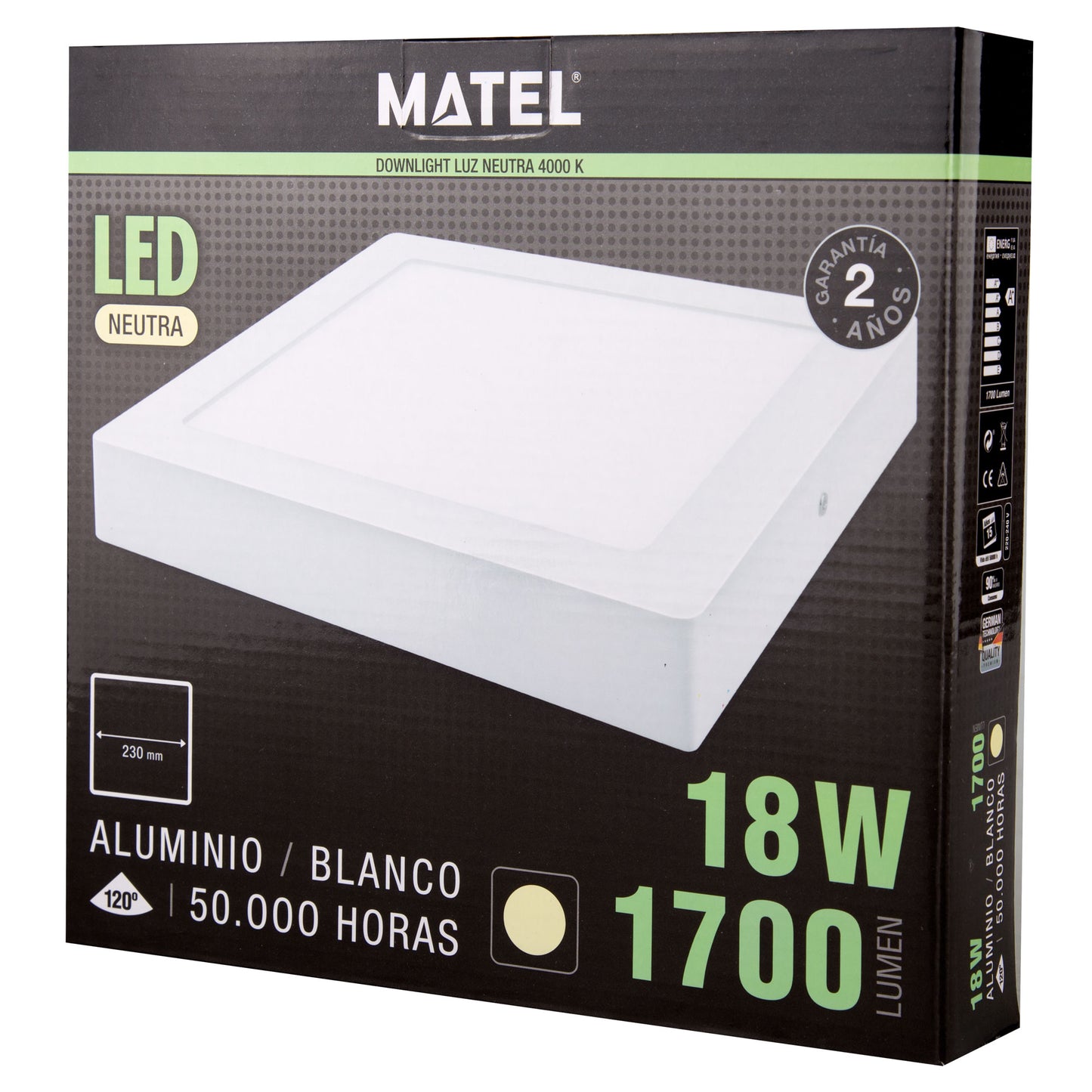 PLACA LED SALIENTE BRANCA QUADRADA - 18W / 24W LUZ - FRIA / NEUTRA / QUENTE