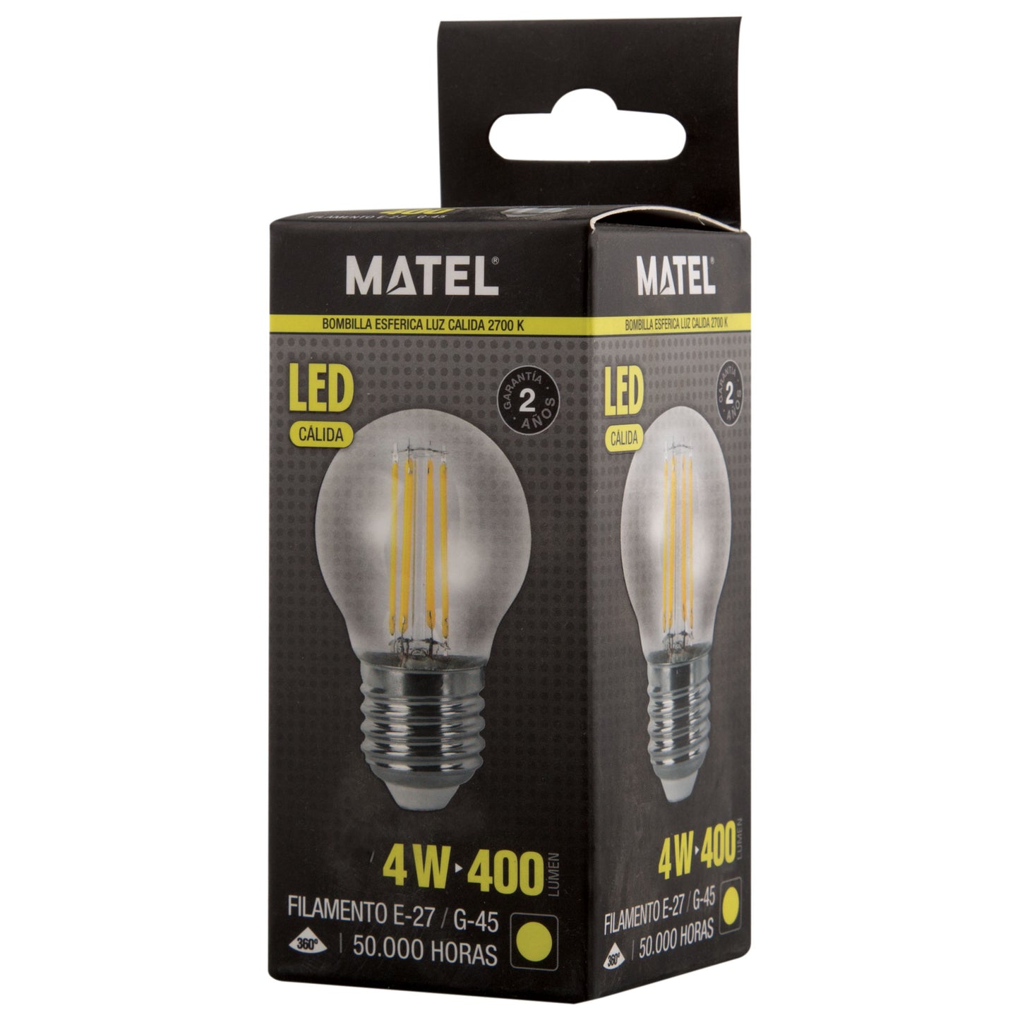 LAMPADA LED 4W E14 E27 FILAMENTO TRANSPARENTE 360º G45