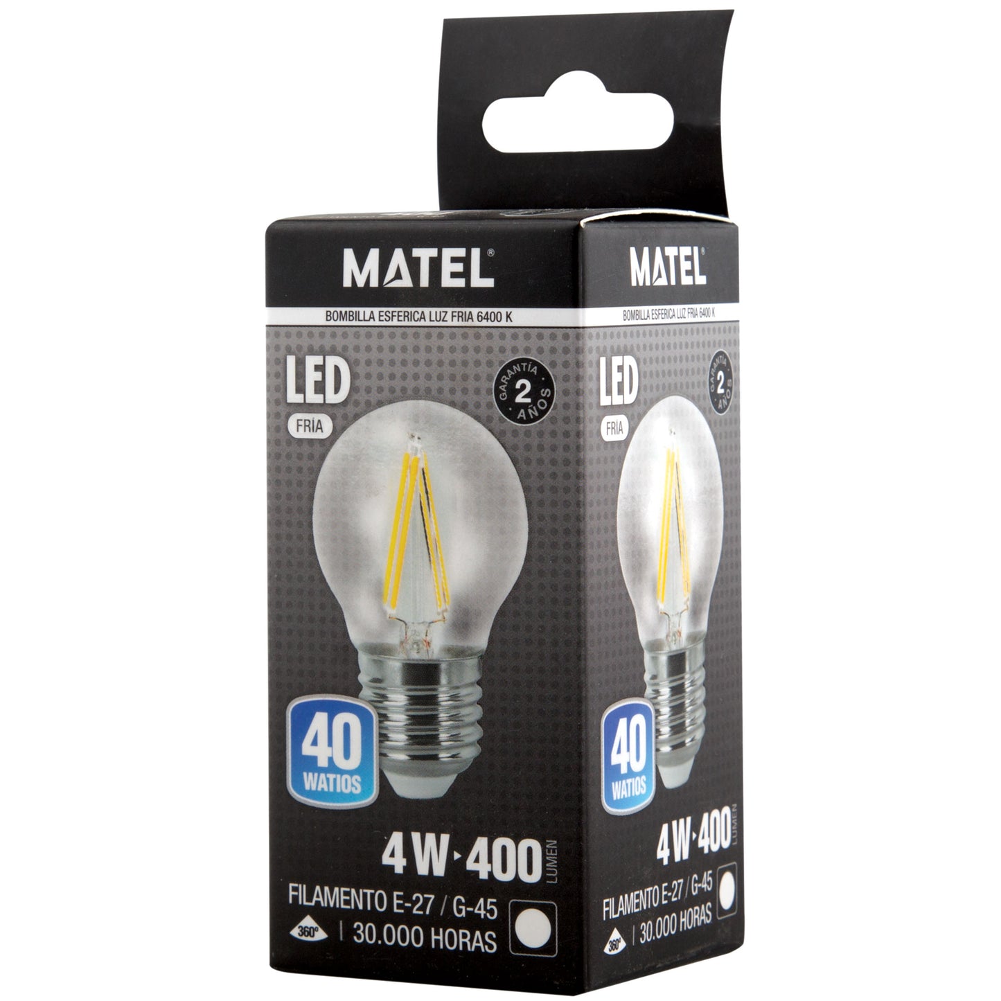 LAMPADA LED 4W E14 E27 FILAMENTO TRANSPARENTE 360º G45