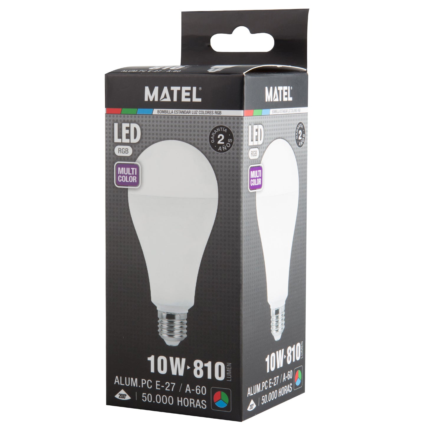 LAMPADA LED RGB E27 + 4000K COM COMANDO 230V AC
