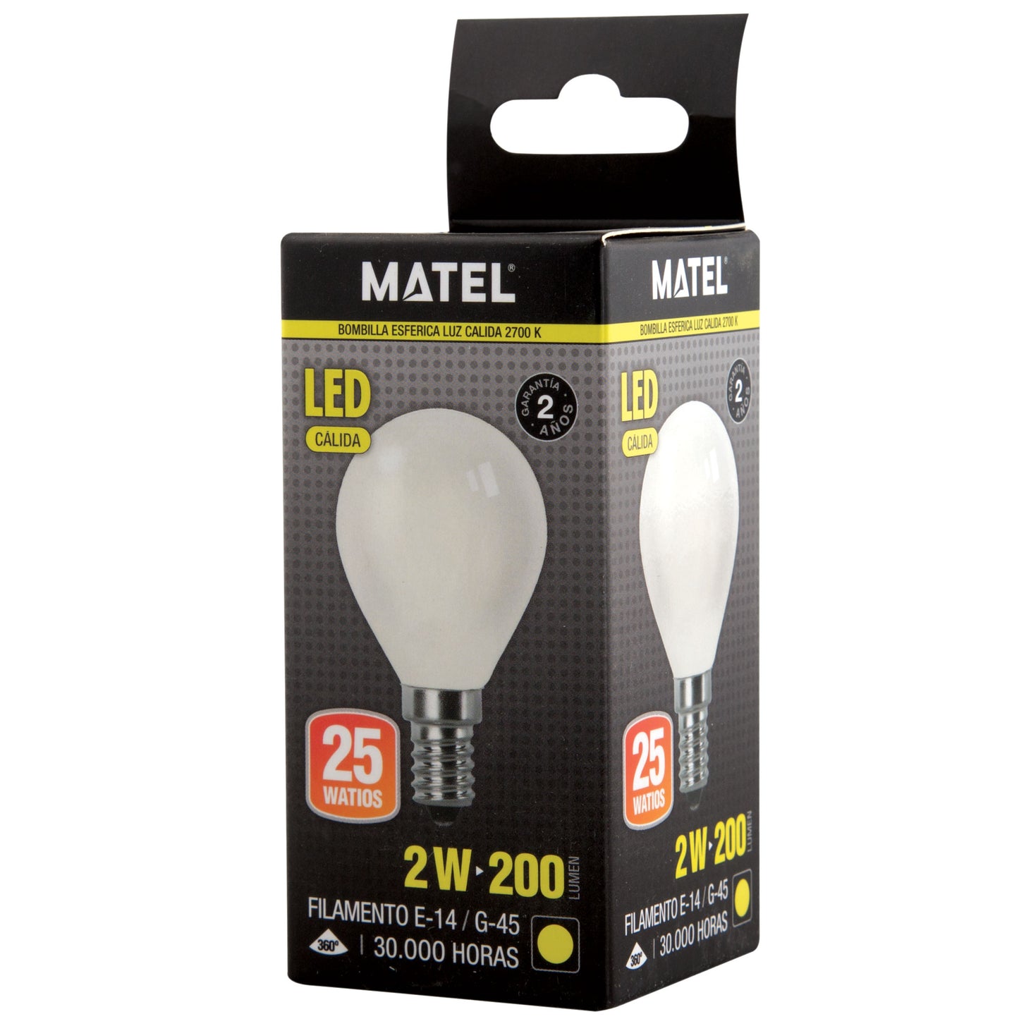 LAMPADA LED E14 2W 4W 2700 K 6400 K E27 FILAMENTO FOSCA 360º G45