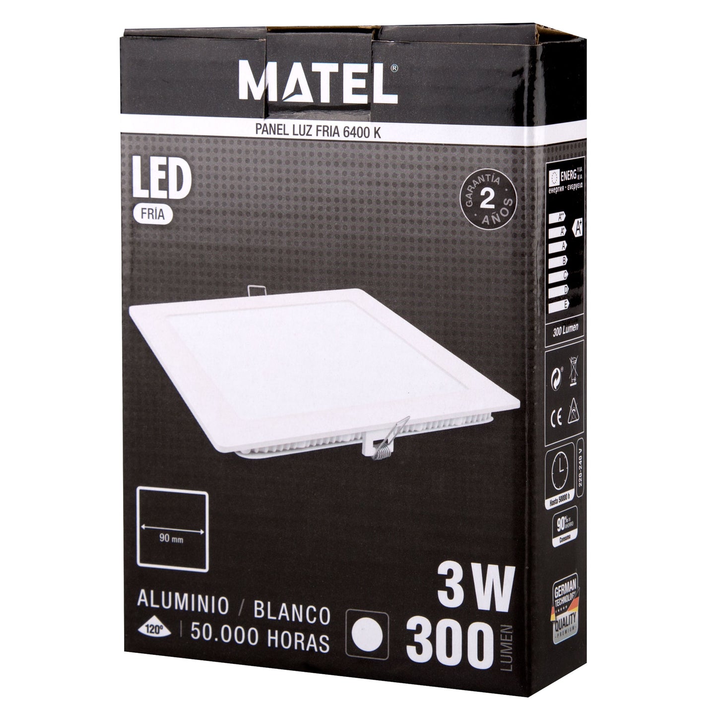 PLACA LED ULTRA FINA BRANCA QUADRADA PLANA 120º EM ALUMÍNIO 230V AC