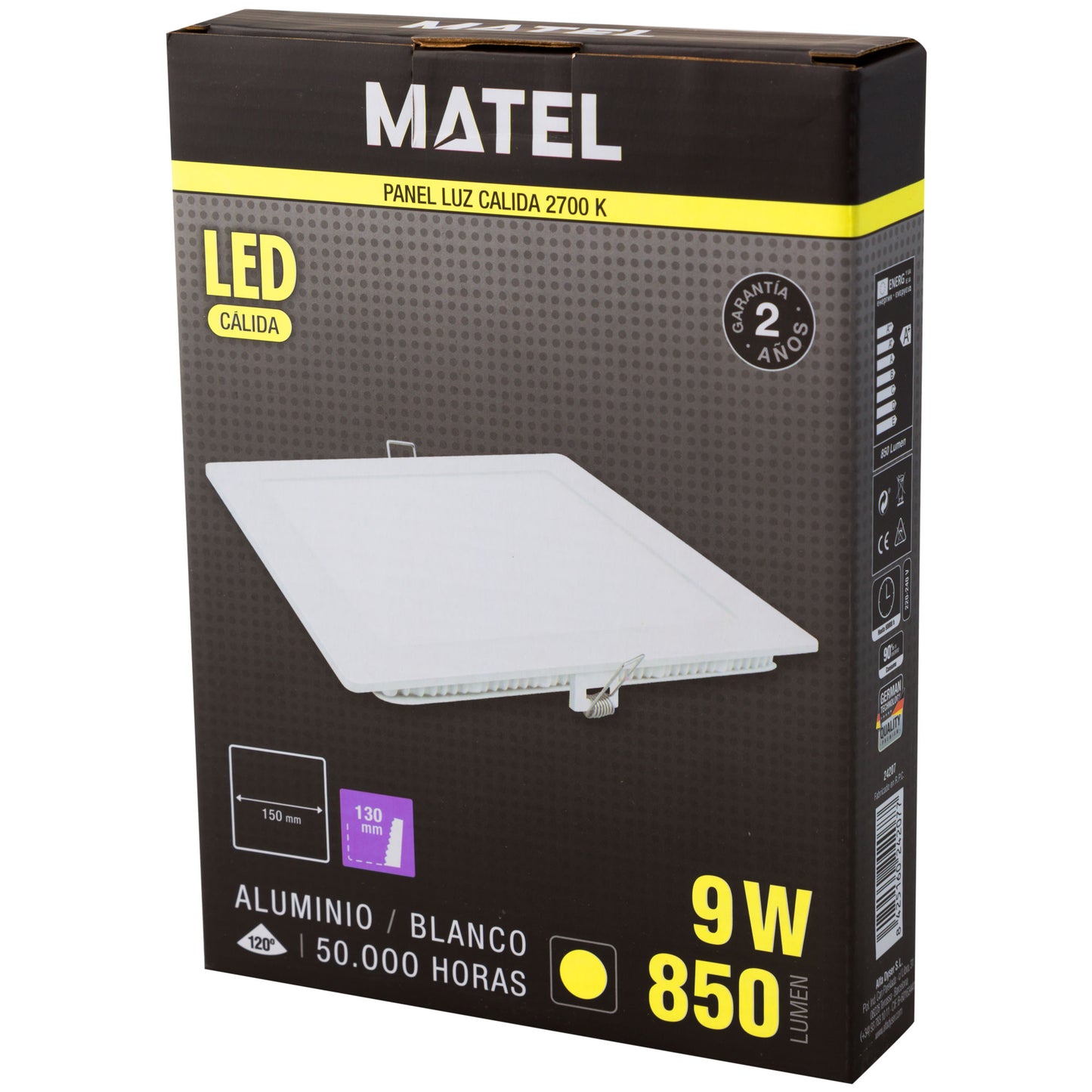 MATEL QUADRADO BRANCO LED DOWNLIGHT 9W NEUTRO