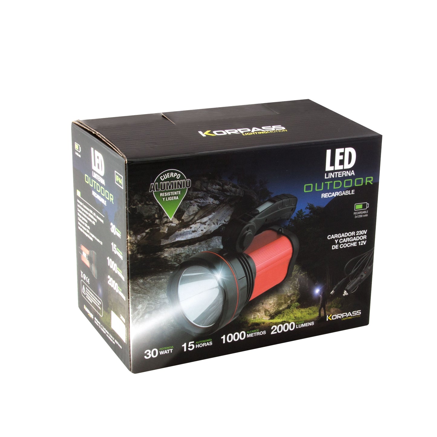 Lanterna LED PARA CARRO RECARREGÁVEL KORPASS 30W