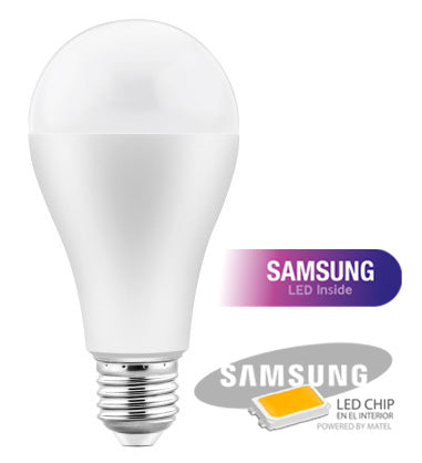 LÂMPADA DE LED MATEL STANDARD CHIP SAMSUNG E27 18W QUENTE