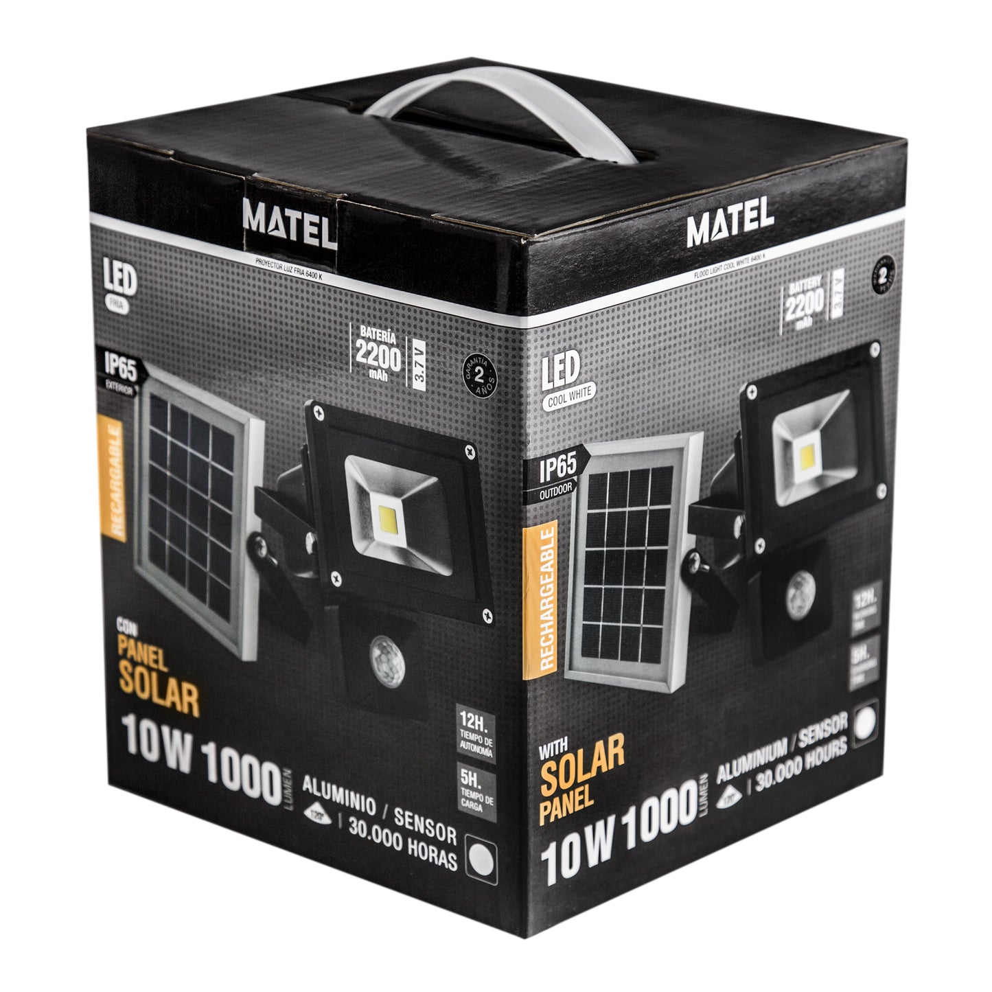 PROJECTEUR LED SOLAIRE CAPTEUR NOIR FROID 10W - MATEL