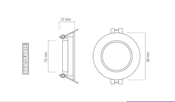 KIT DE ARO BASCULANTE REDONDO BRANCO 90MM