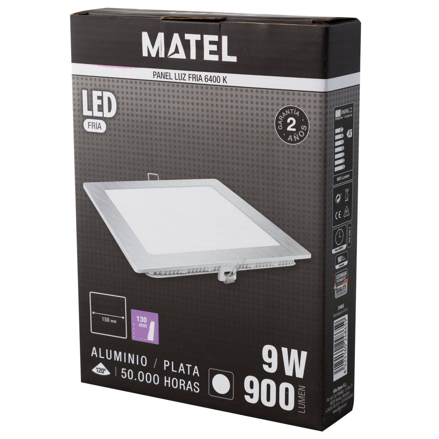 DOWNLIGHT LED MATEL QUADRADO PRATA 9W FRIO