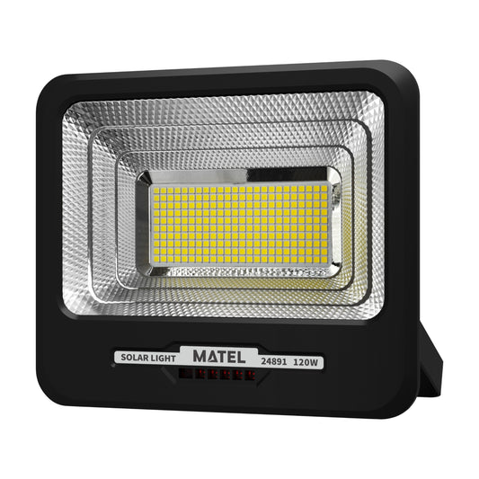 PROJETOR DE LED SOLAR RECARREGÁVEL PRETO 12-120W FRIO