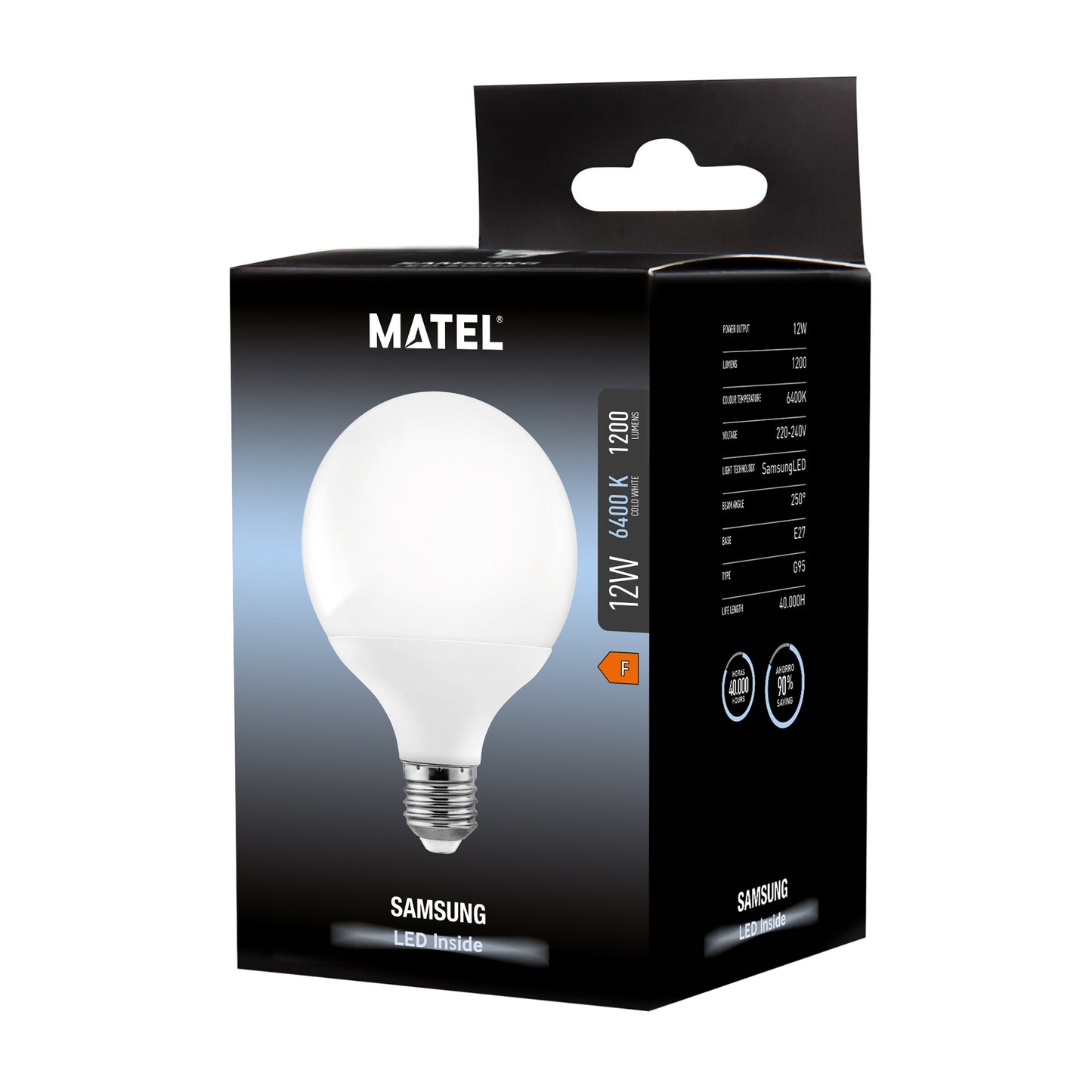LAMPE LED MATEL GLOBO G95 CHIP SAMSUNG E27 FROID 12W