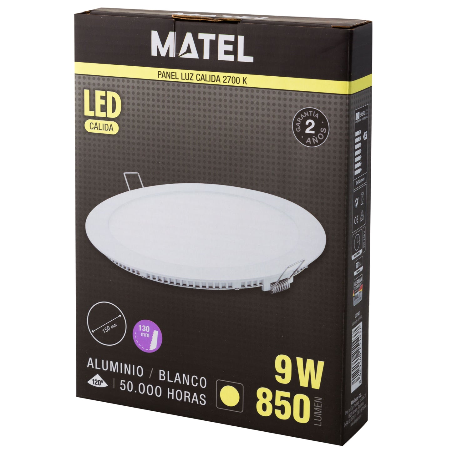 PLACA LED ULTRA FINA PRATA REDONDA PLANA 120º EM ALUMÍNIO 230V AC