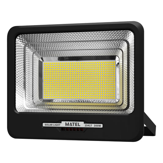 PROJETOR DE LED SOLAR RECARREGÁVEL PRETO 20-300W FRIO