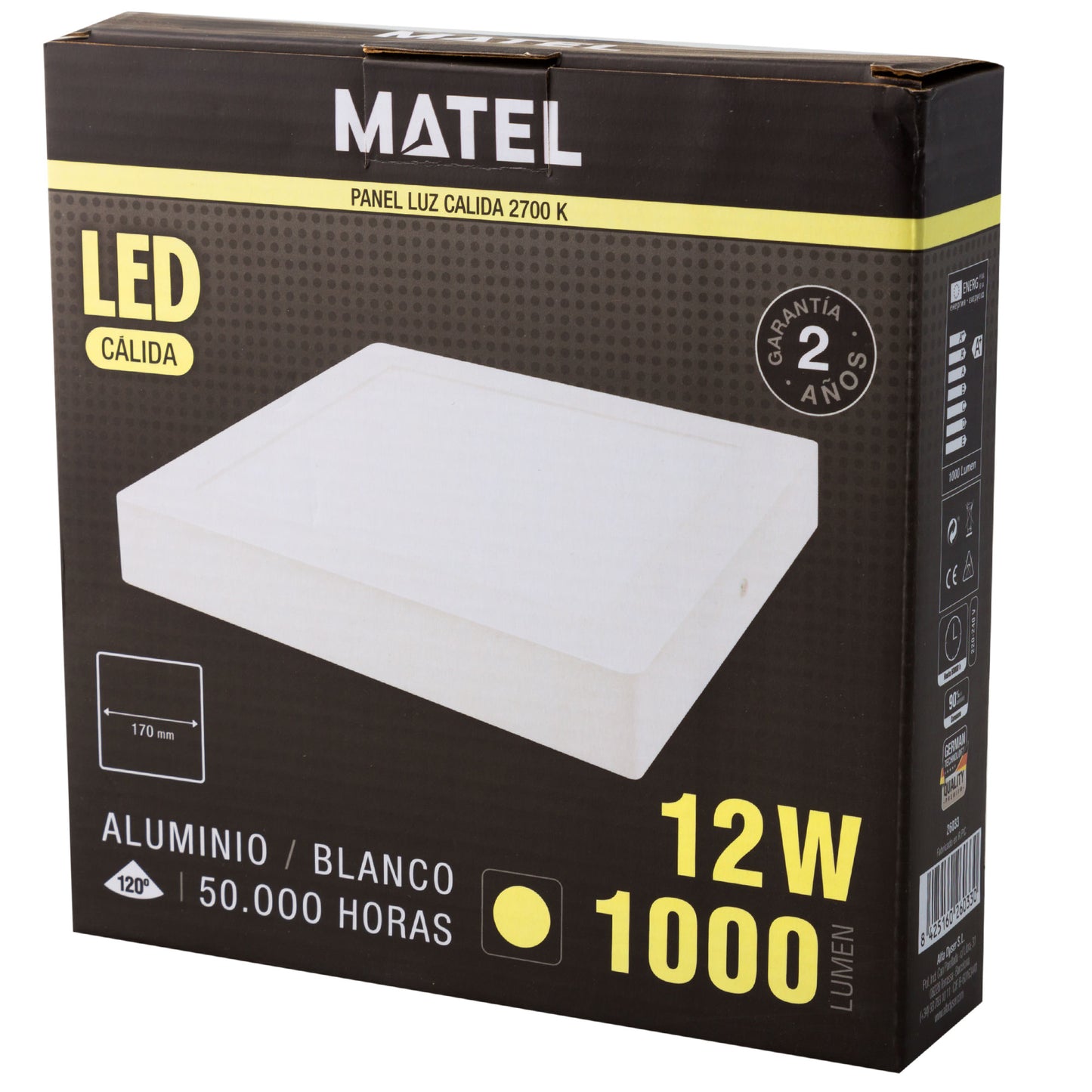 DOWNLIGHT LED MATEL SURFACE WHITE SQUARE 12W