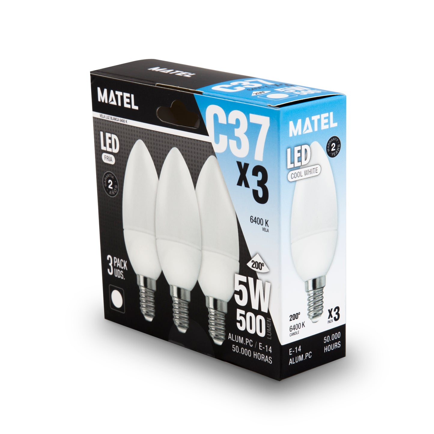 MATEL E14 LAMPE LED BOUGIE CHAUDE 5W (3 UNITÉS)