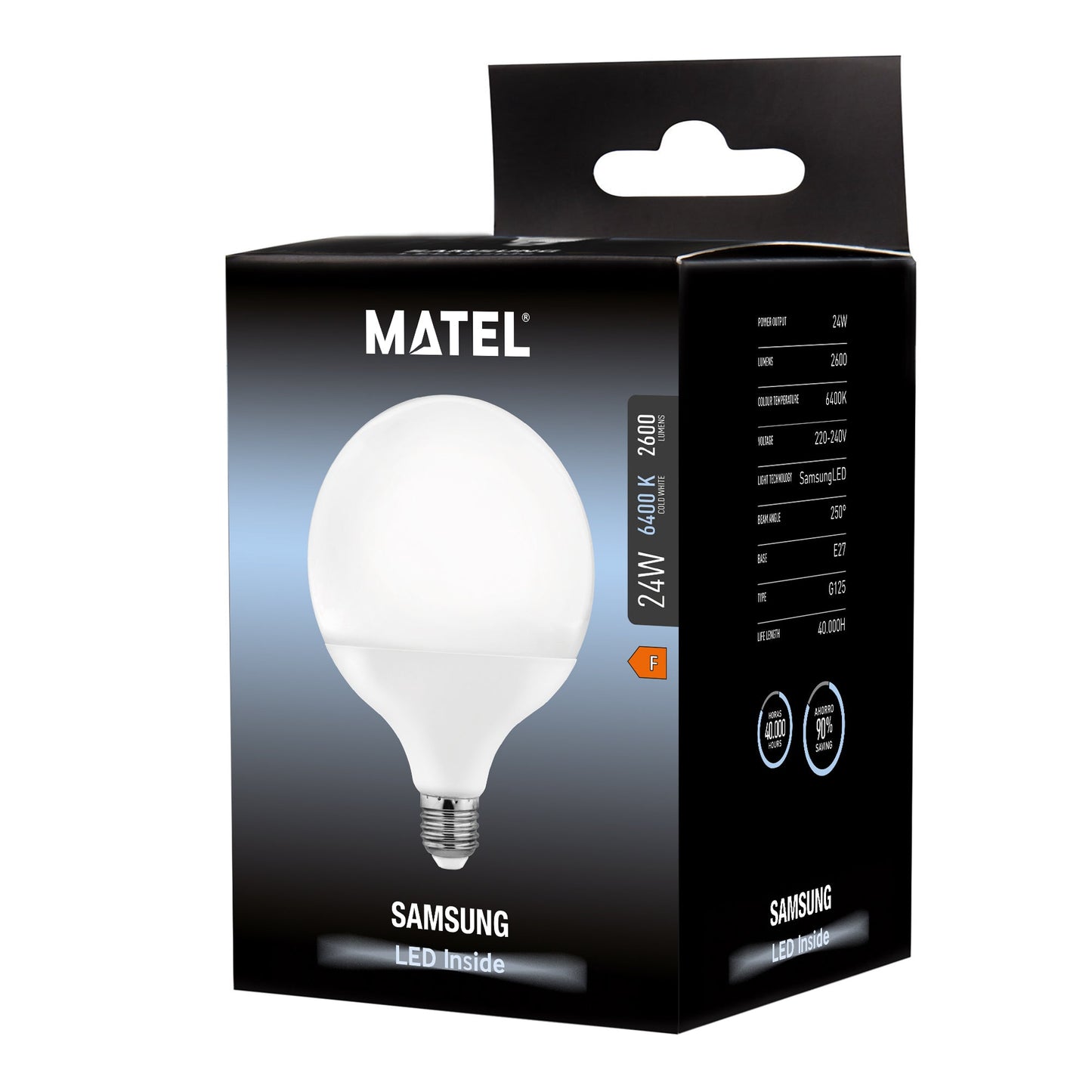 LAMPE LED MATEL GLOBO G125 PUCE SAMSUNG E27 NEUTRE 24W