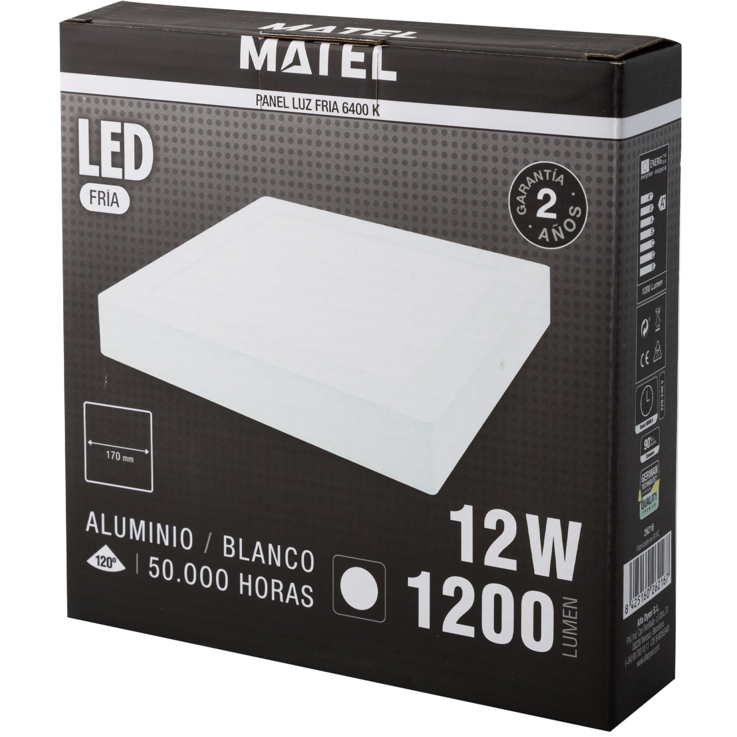 DOWNLIGHT LED MATEL SURFACE WHITE SQUARE 12W