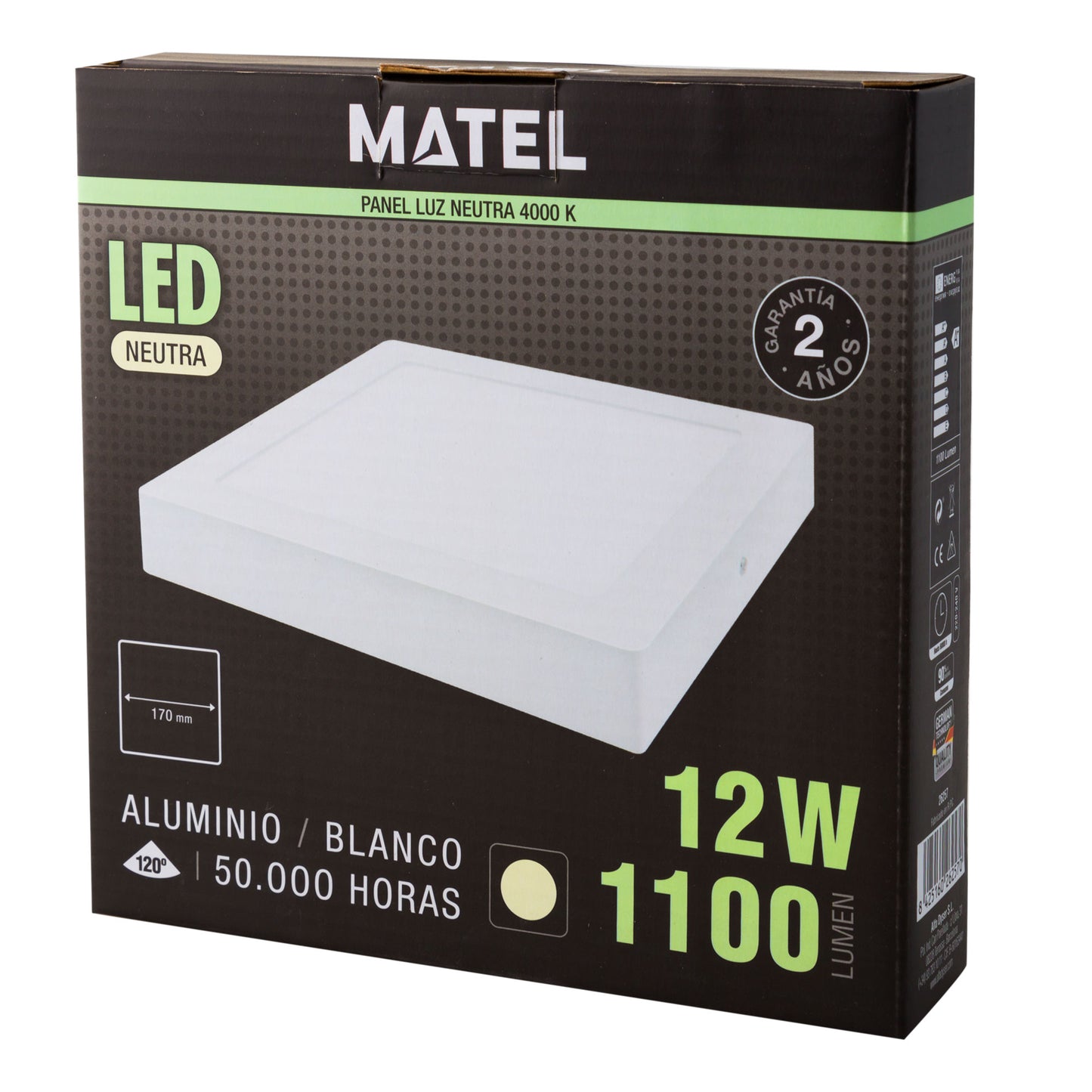 DOWNLIGHT LED MATEL SURFACE WHITE SQUARE 12W