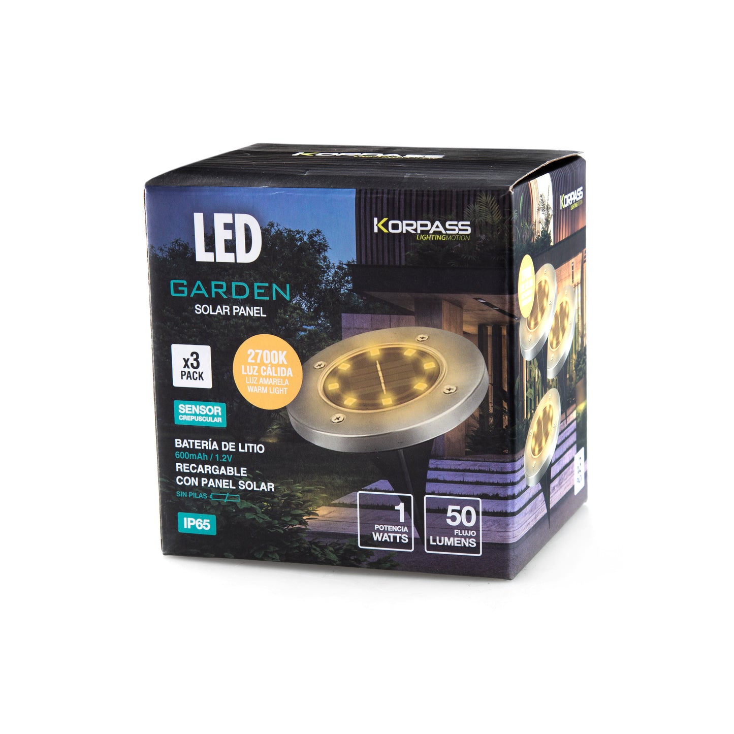 LAMPE SOLAIRE LED EN ACIER INOXYDABLE 1W LUMIÈRE CHAUDE 3 UNITÉS