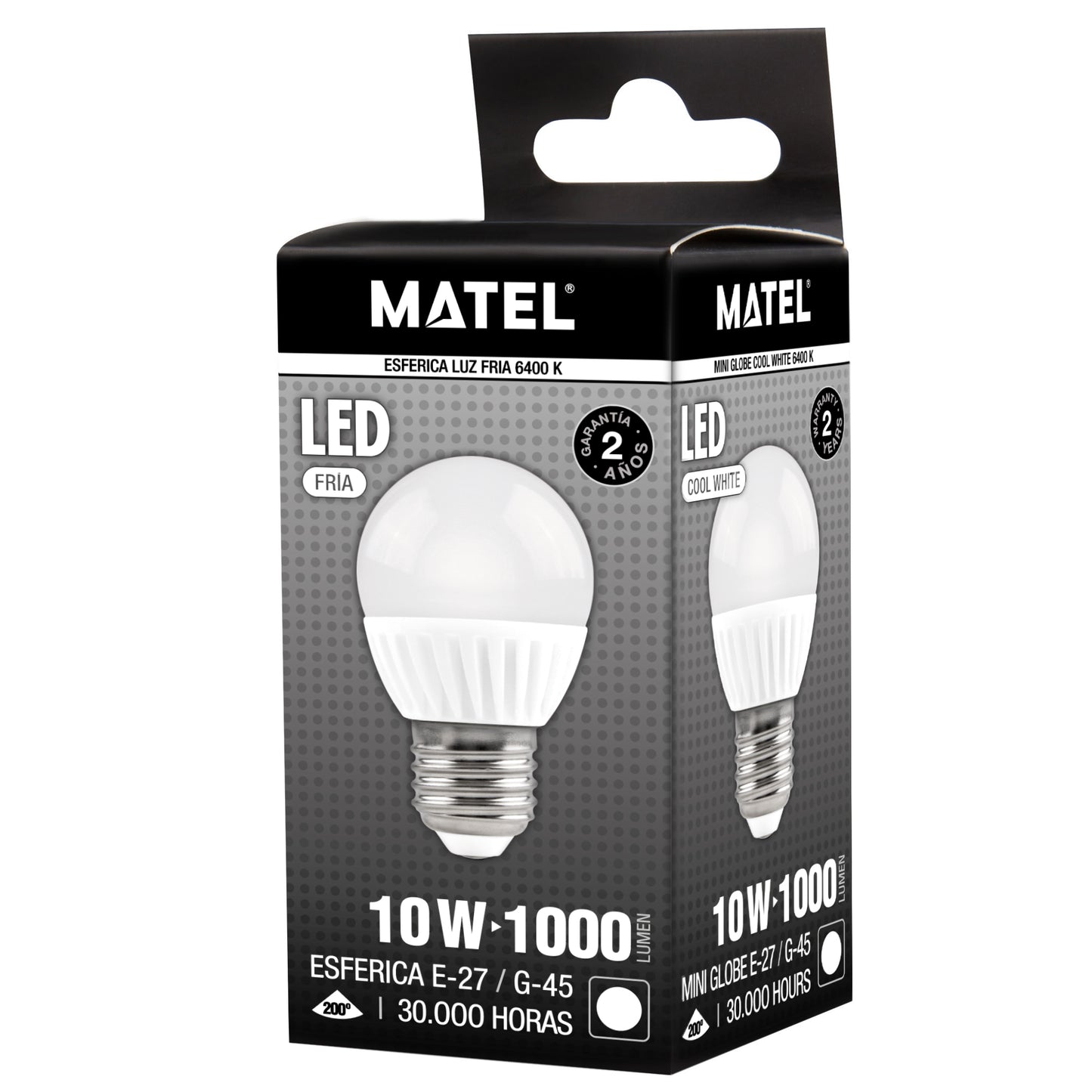 LAMPE LED SPHÉRIQUE MATEL E27 10W