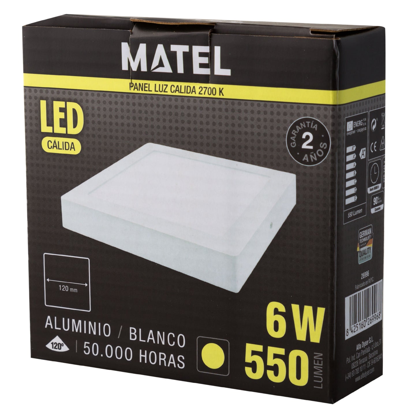 DOWNLIGHT LED MATEL SURFACE WHITE SQUARE 6W