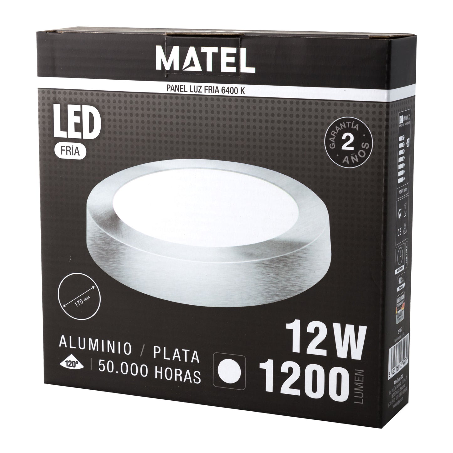 DOWNLIGHT LED MATEL SURFACE ROUND SILVER 12W