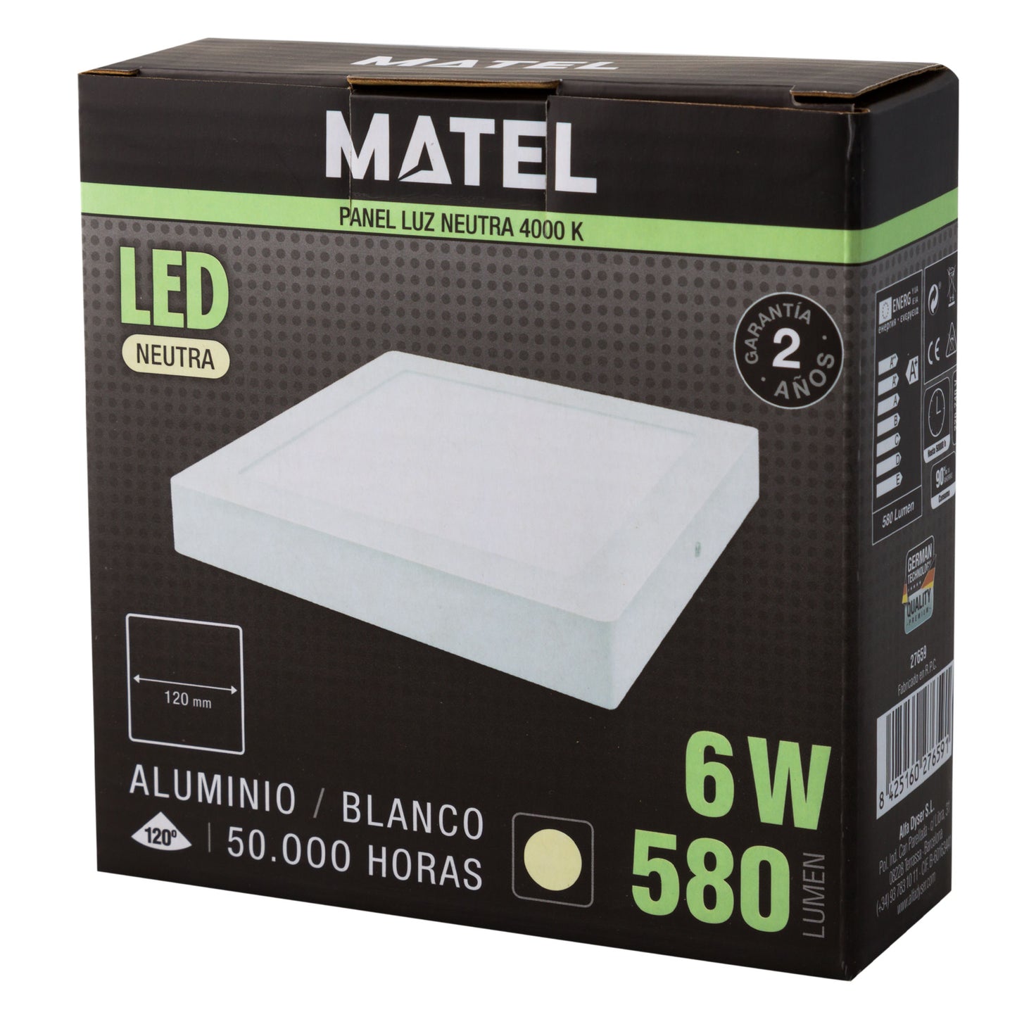DOWNLIGHT LED MATEL SURFACE WHITE SQUARE 6W