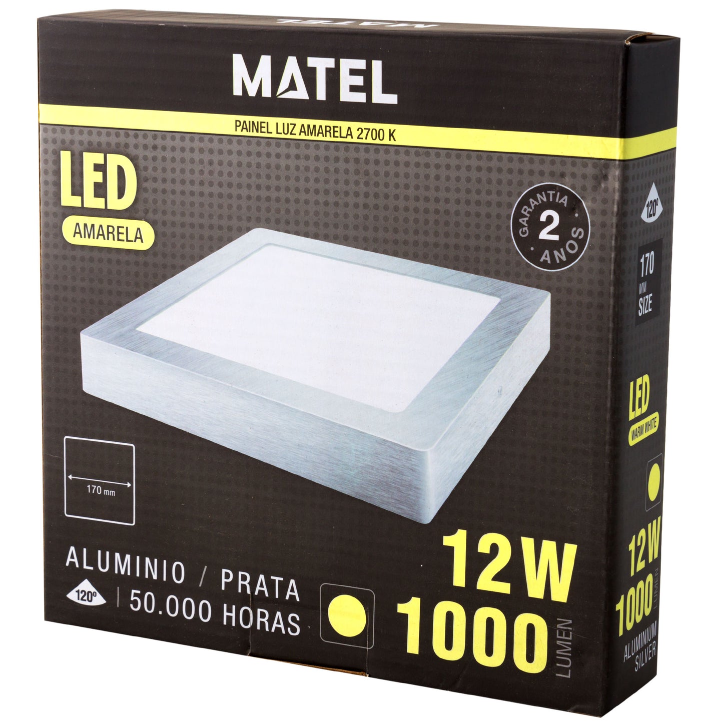 DOWNLIGHT LED MATEL SQUARE SURFACE SILVER 12W