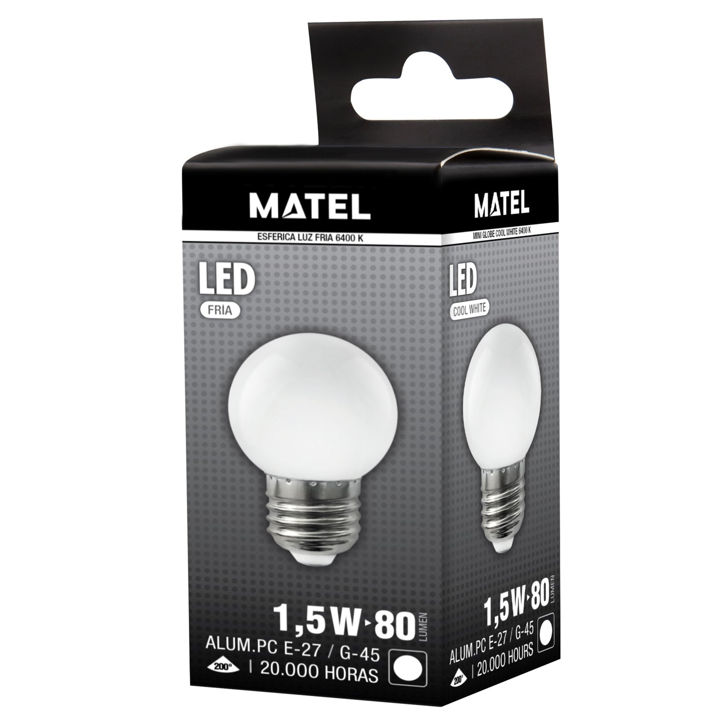 LAMPE LED E27 1.5W SPHÉRIQUE À LUMIÈRE FROIDE