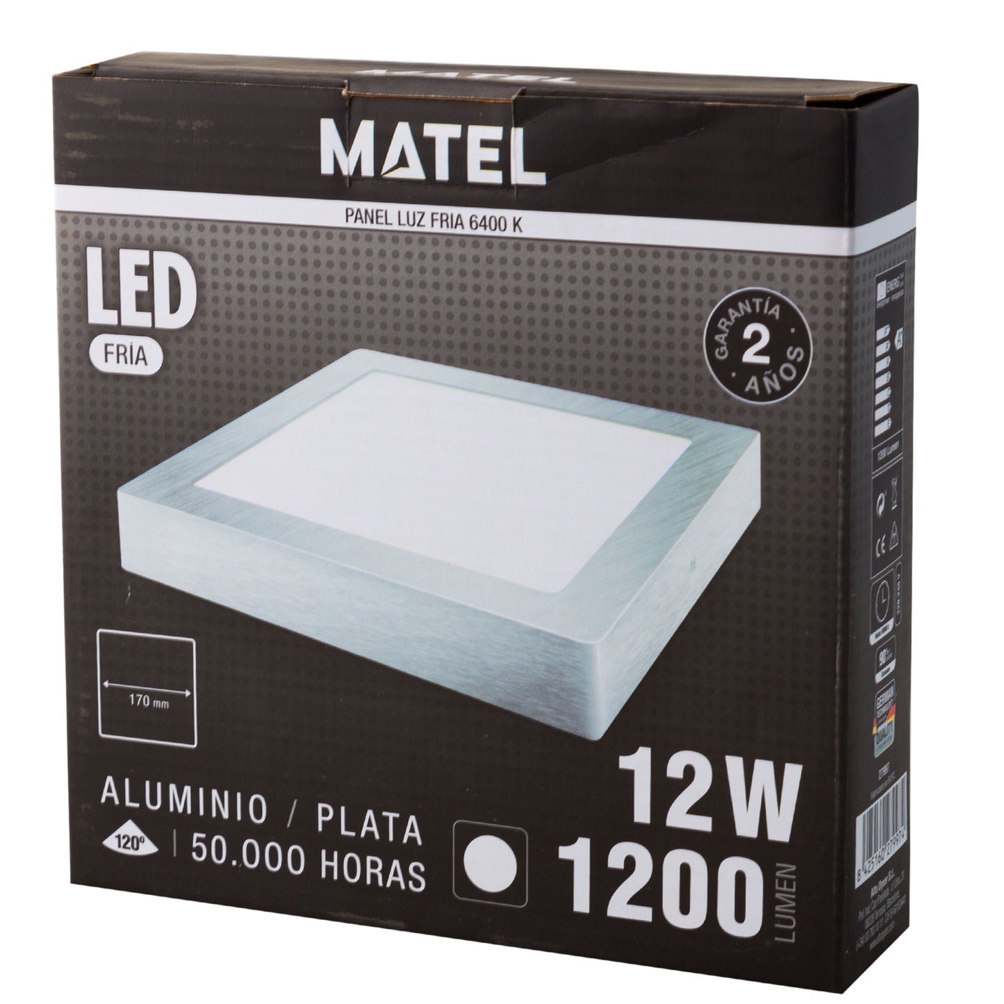 DOWNLIGHT LED MATEL SQUARE SURFACE SILVER 12W