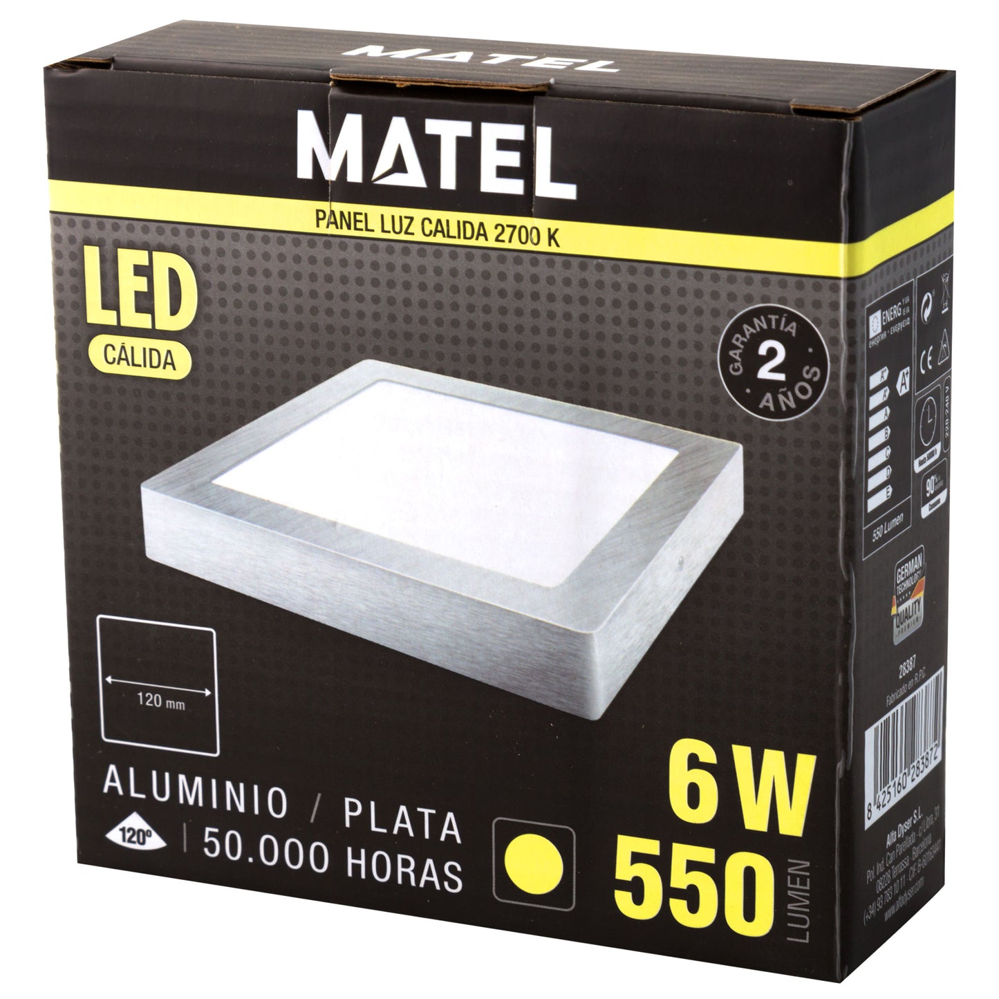 DOWNLIGHT LED MATEL SQUARE SURFACE SILVER 6W