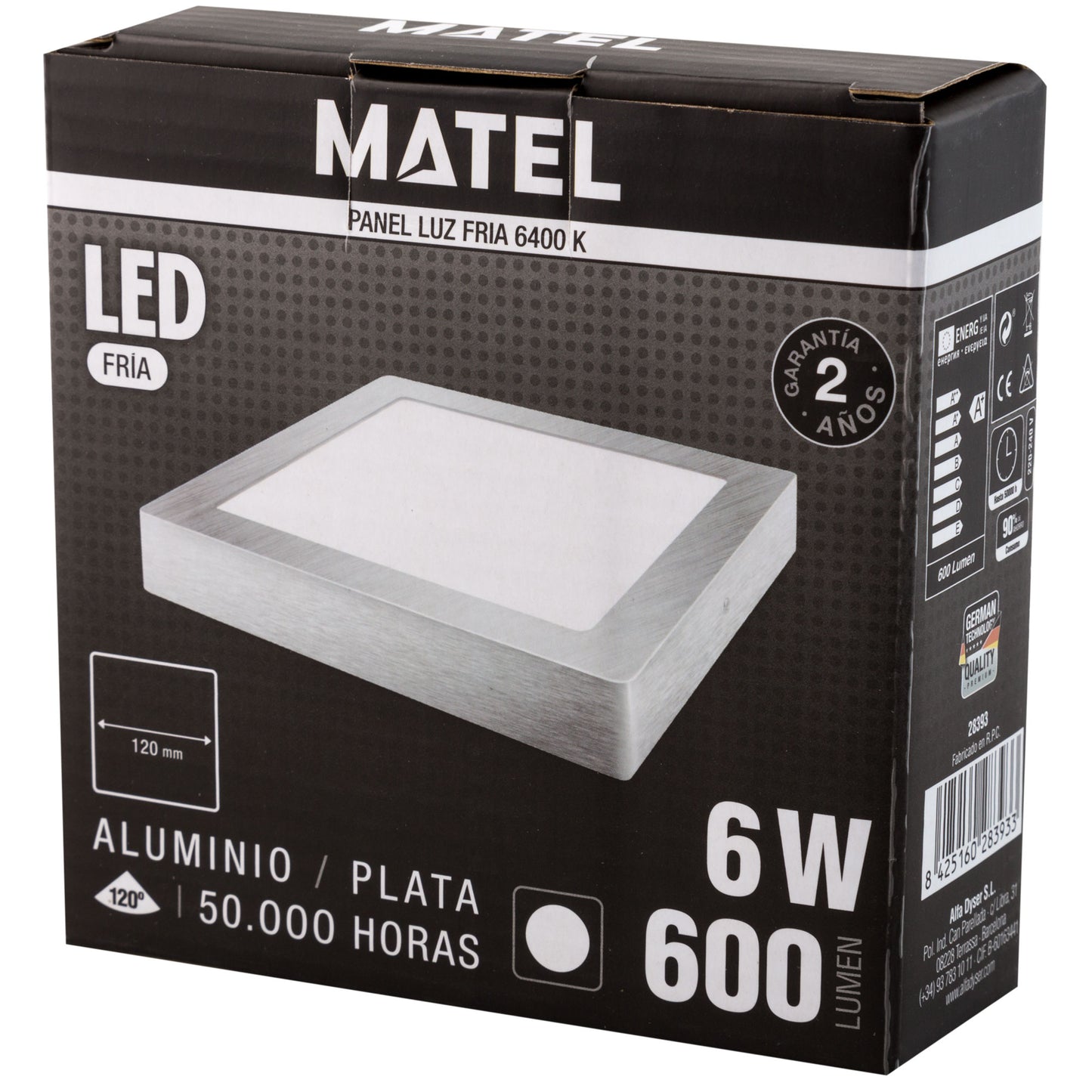 DOWNLIGHT LED MATEL SQUARE SURFACE SILVER 6W