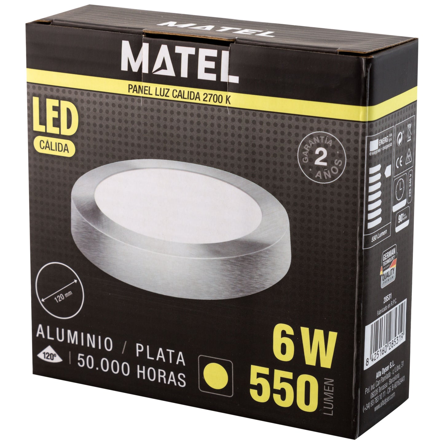 DOWNLIGHT LED MATEL SURFACE ROUND SILVER 6W