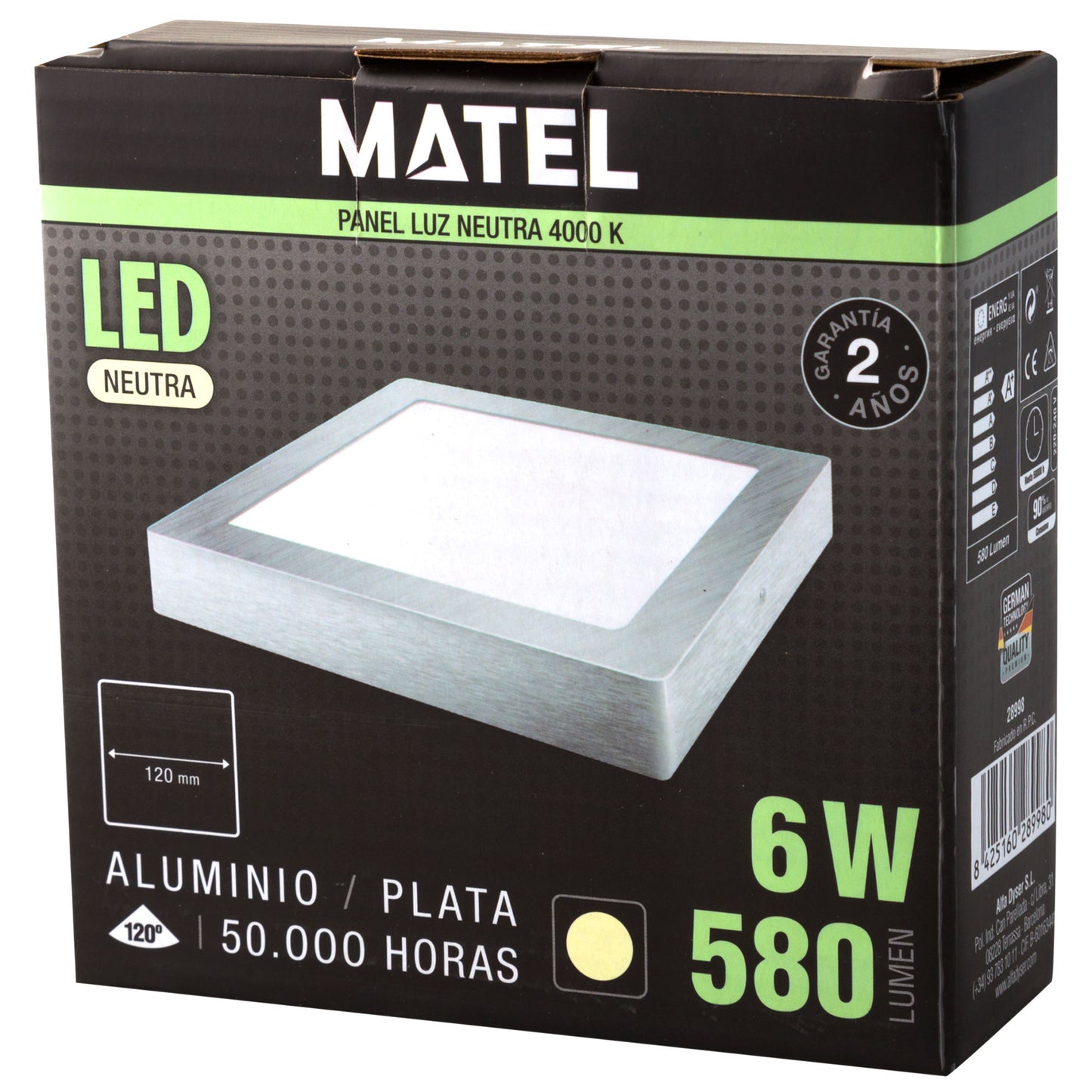 DOWNLIGHT LED MATEL SQUARE SURFACE SILVER 6W