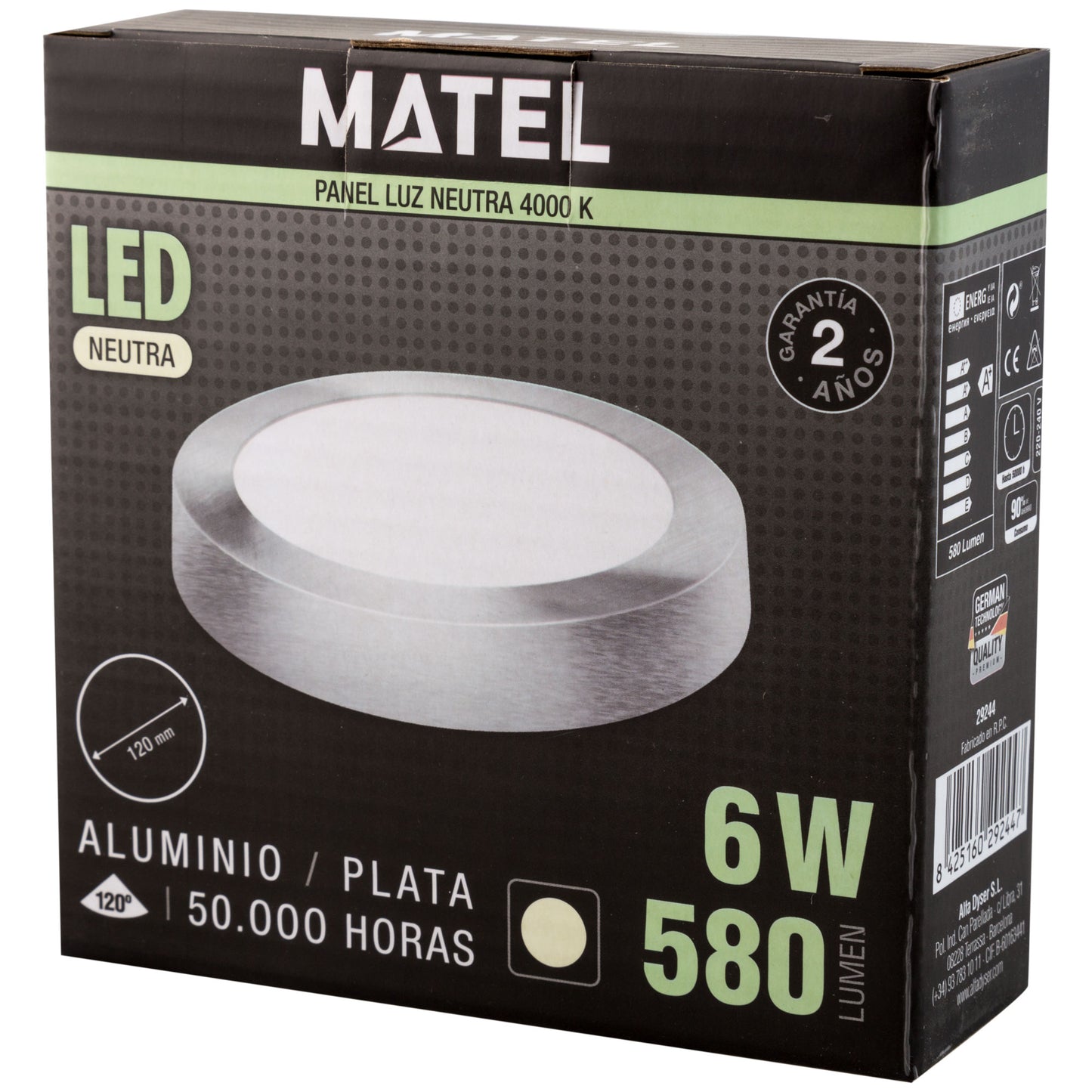 DOWNLIGHT LED MATEL SURFACE ROUND SILVER 6W