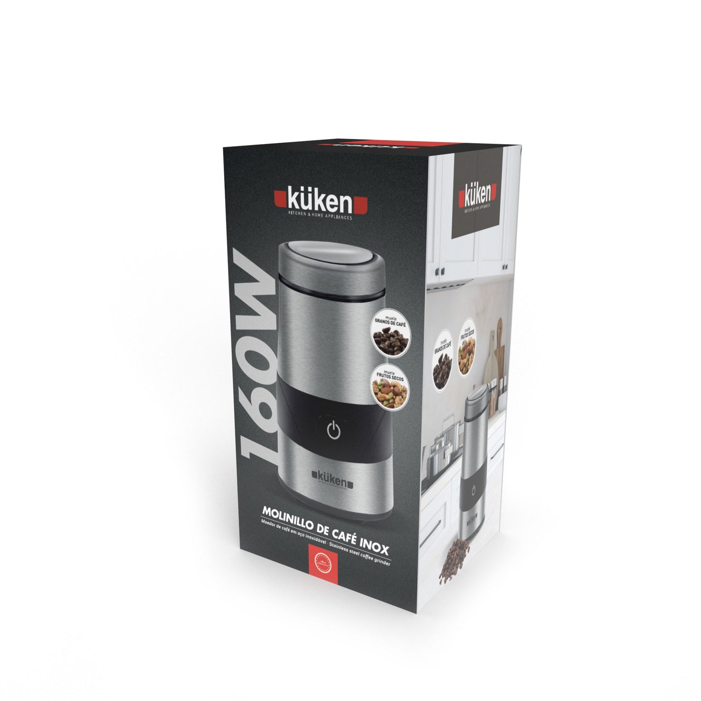 MOINHO DE CAFÉ KÜKEN EM AÇO INOX 150W