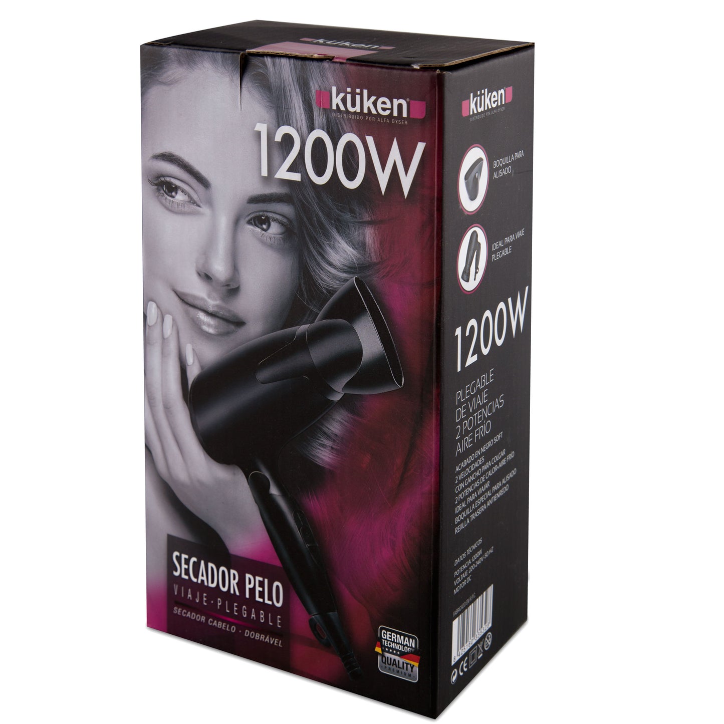 SECADOR DE CABELO DE VIAGEM DOBRAVEL PRETO 1200W