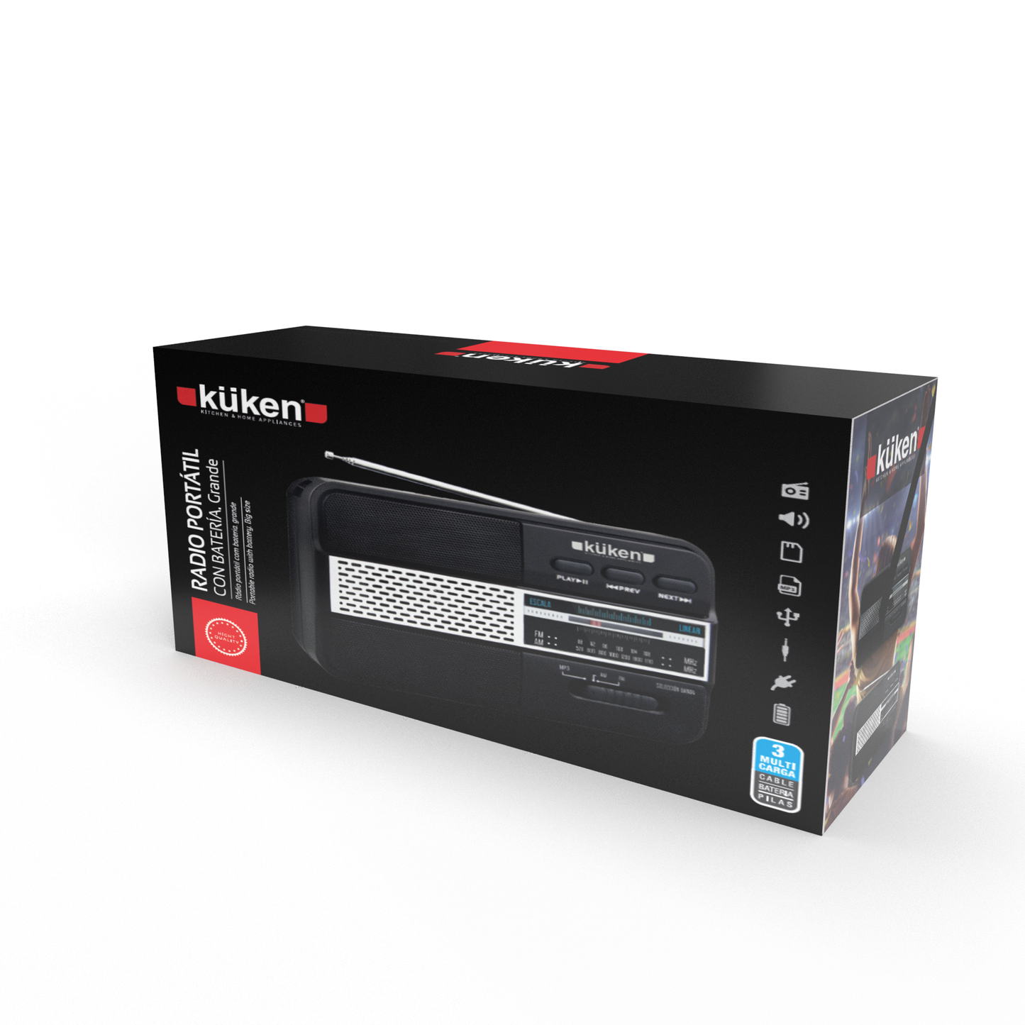 RÁDIO PORTÁTIL KÜKEN BATERIA RECARREGÁVEL