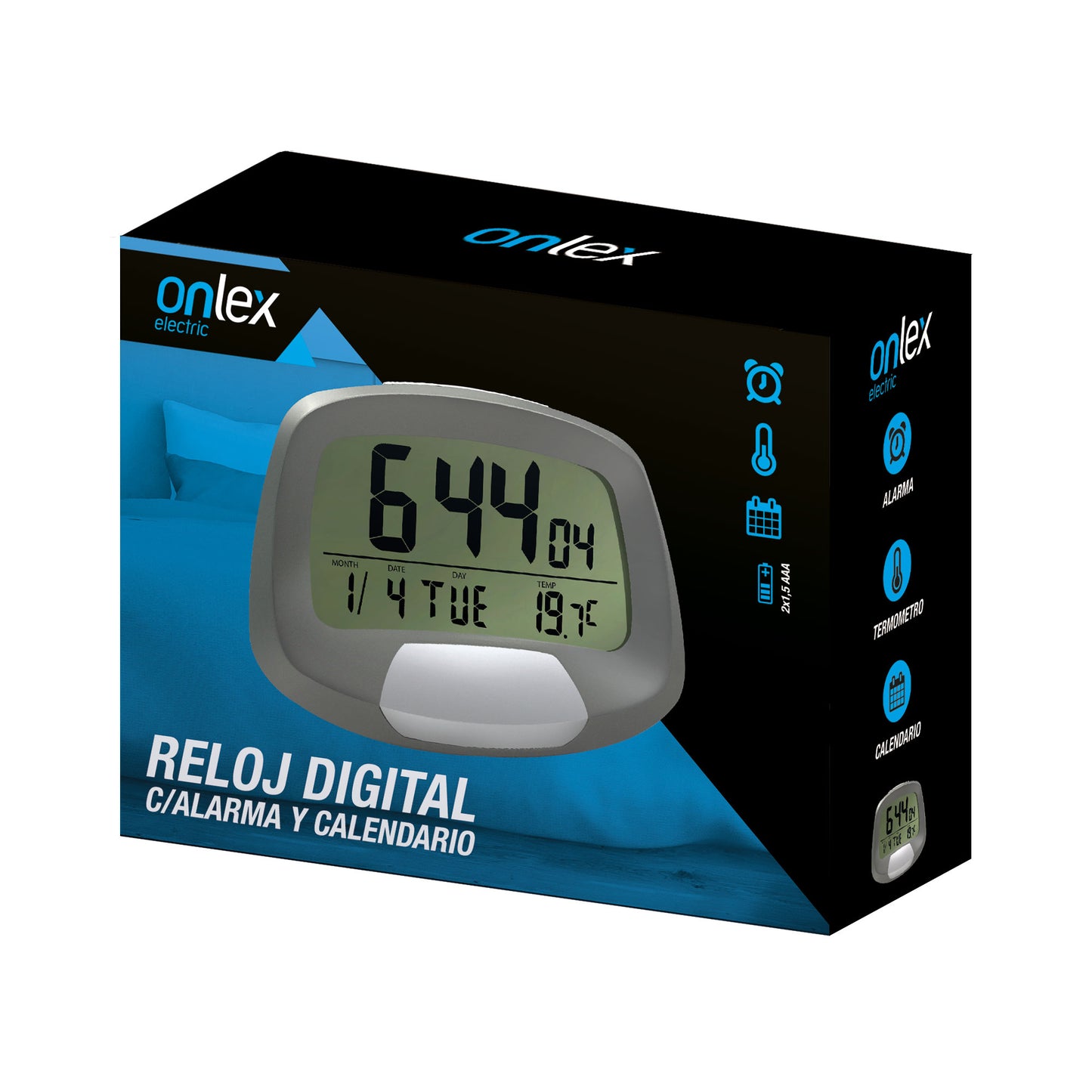 ALARME ONLEX DIGITAL RELÓGIO CINZA