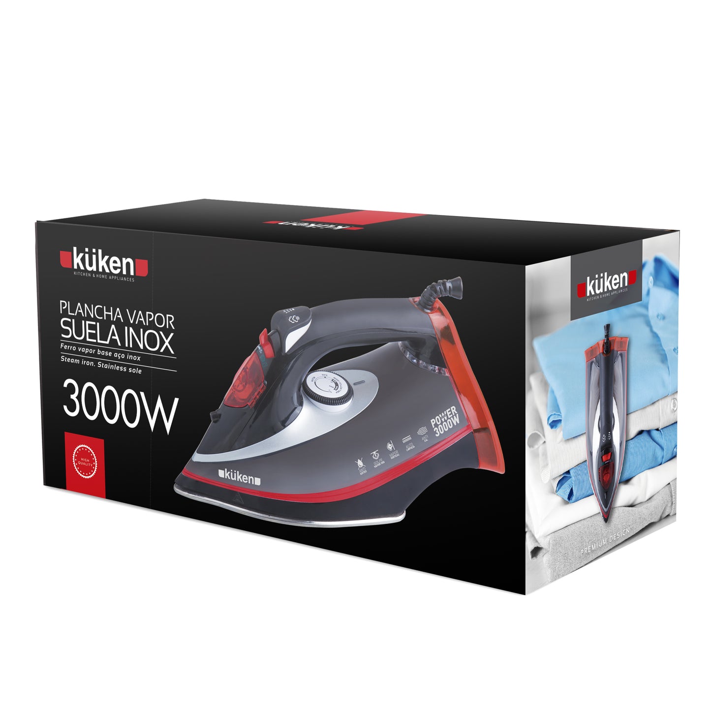 FERRO A VAPOR 3000W AÇO INOXIDÁVEL KÜKEN